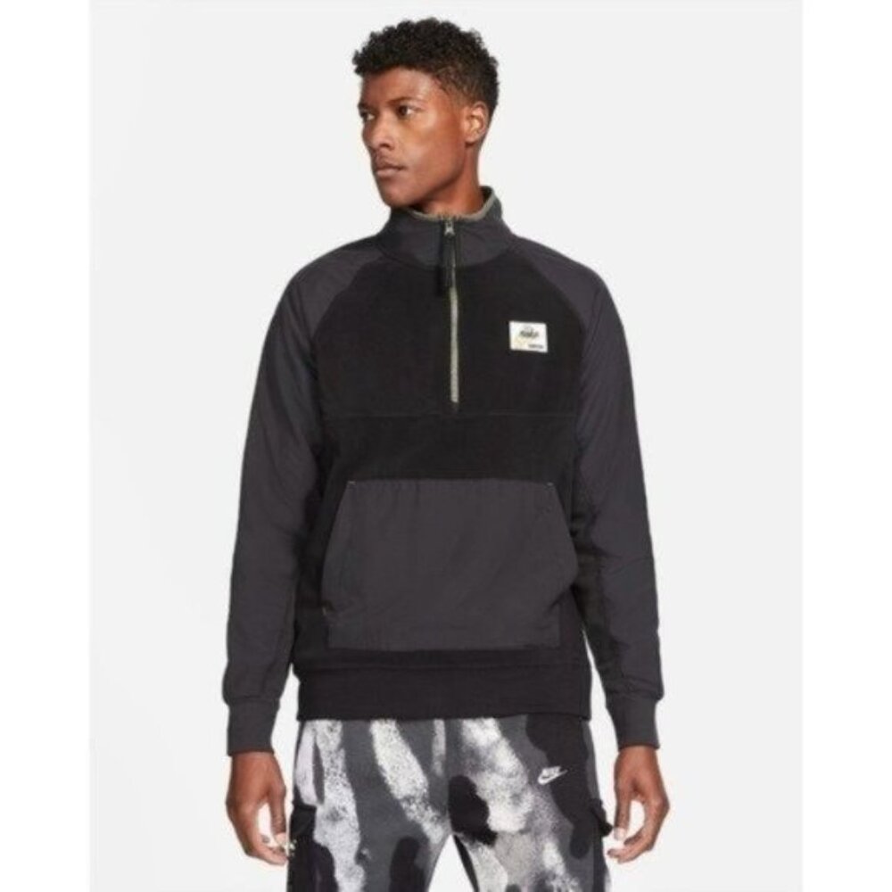 Nike 1/2 Zip Pullover Fleece Jacket Black Men Size Small New